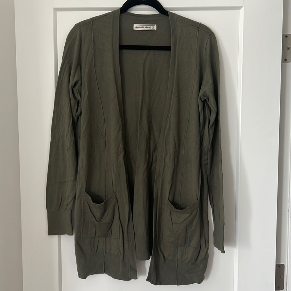 Abercrombie & Fitch Long Sleeve Cardigan Olive Green Size M